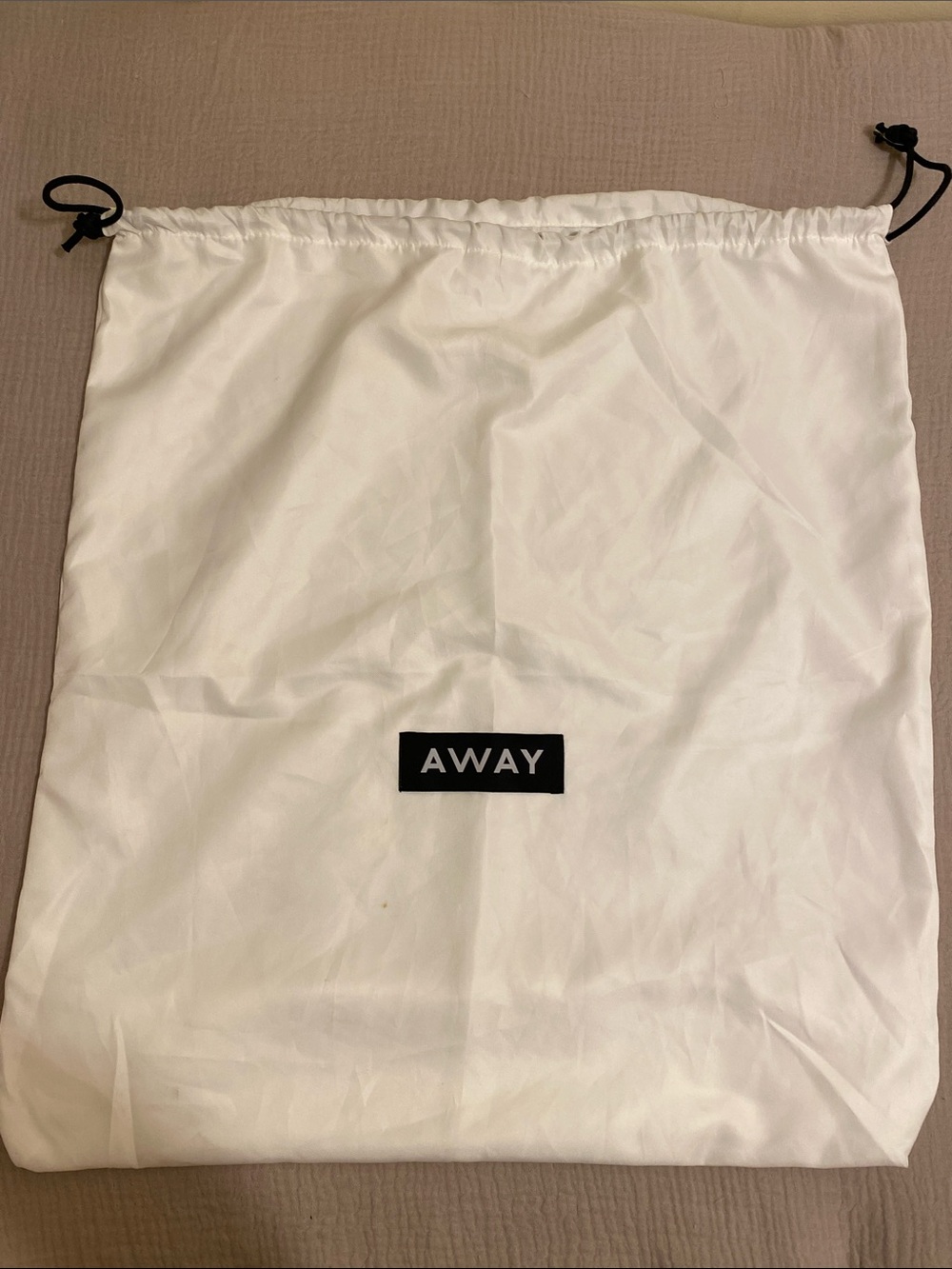 Away White Drawstring Dust Bag with Black Logo